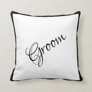 Groom Black Script Elegant Wedding Keepsake Cushion
