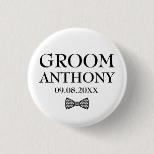 Groom Black Stylish Elegant Gifts Wedding 3 Cm Round Badge