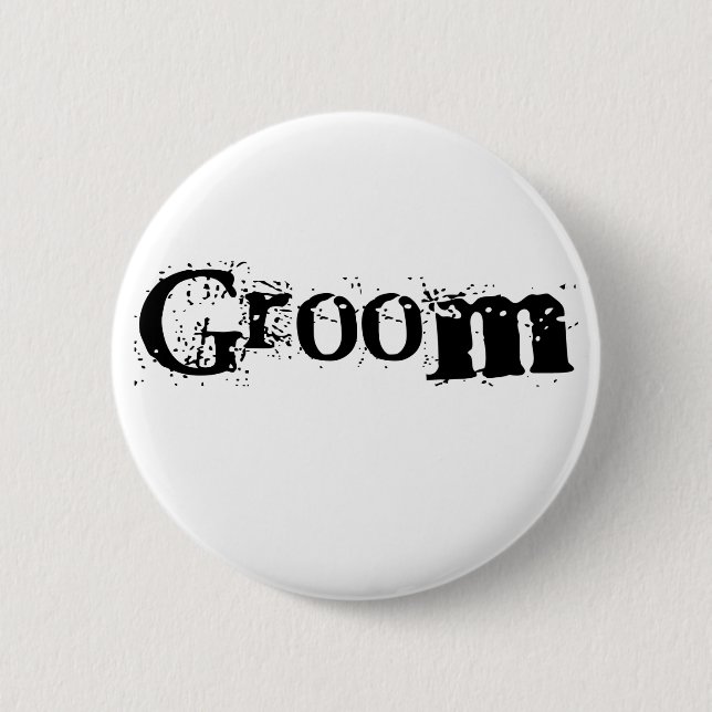 Groom Black Text 6 Cm Round Badge (Front)