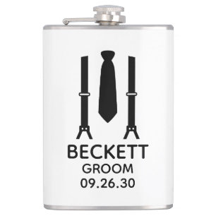 Groom Black Tie Hip Flask