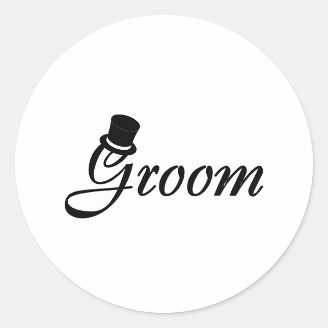 Groom (Blk Top Hat) Classic Round Sticker (Front)
