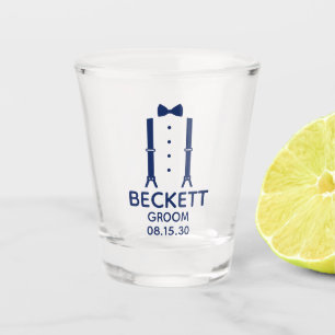 Groom Blue Bow Tie Shot Glass