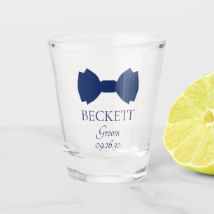 Groom Blue Bow Tie Shot Glass