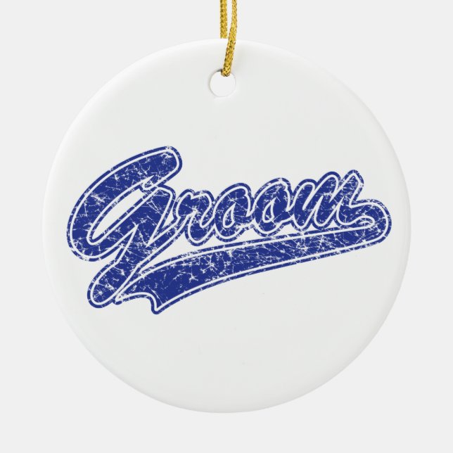 Groom Blue Ceramic Tree Decoration (Front)