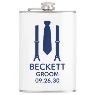 Groom Blue Tie Hip Flask
