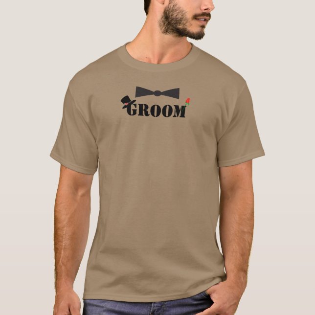Groom Bowtie Red Rose T-shirts (Front)