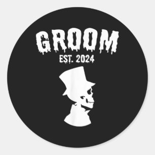 Groom Bride 2024 Skeleton Couples Matching Wedding Classic Round Sticker