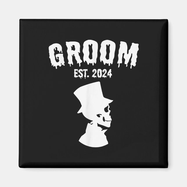 Groom Bride 2024 Skeleton Couples Matching Wedding Magnet (Front)
