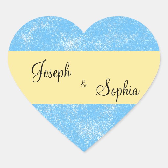 Groom & Bride Blue Sponge Heart Shape Stickers (Front)