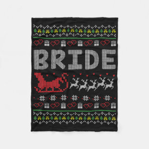 Groom Bride Christmas Xmas Ugly Matching Couple Gi Fleece Blanket