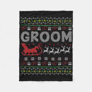Groom Bride Christmas Xmas Ugly Matching Couple Gi Fleece Blanket