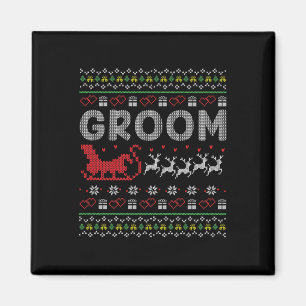 Groom Bride Christmas Xmas Ugly Matching Couple Gi Magnet