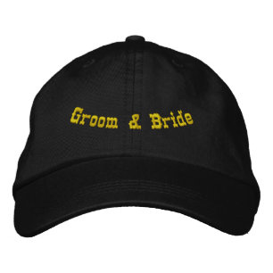 Groom Bride Custom Wedding Black Personalised Love Embroidered Hat