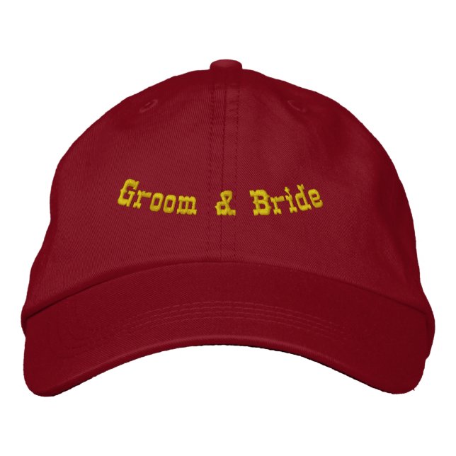 Groom Bride Custom Wedding Red Personalised Hat (Front)