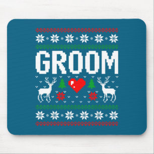 Groom bride engaged married couple ugly christmas mouse pad