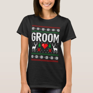 Groom bride engaged married couple ugly christmas T-Shirt