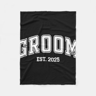Groom Bride Est. 2025 Retro Just Married Couples W Fleece Blanket