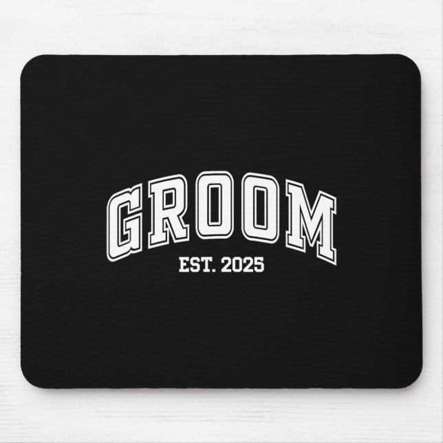 Groom Bride Est. 2025 Retro Just Married Couples W Mouse Pad (Front)