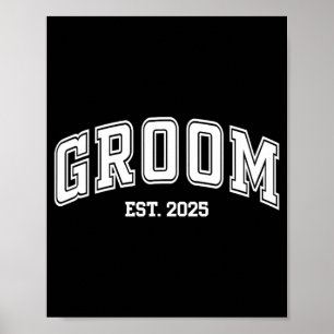 Groom Bride Est. 2025 Retro Just Married Couples W Poster