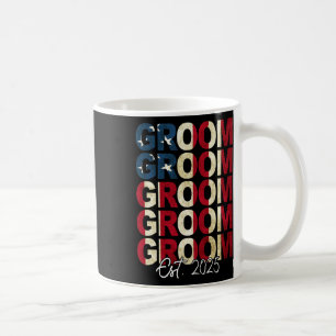 Groom Bride Est. 2025 Us Flag Just Married Couples Coffee Mug