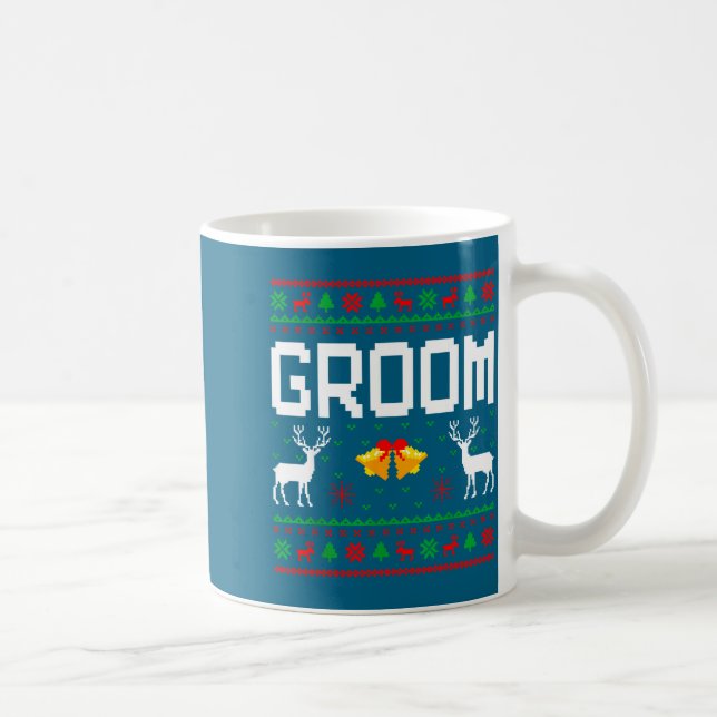 Groom bride married couple ugly christmas sweater  coffee mug (Right)