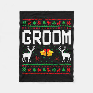Groom bride married couple ugly christmas sweater  fleece blanket