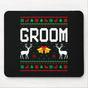 Groom Bride Married Couple Ugly Christmas Sweater Mouse Pad