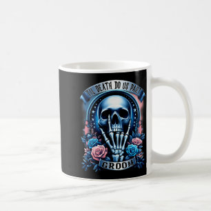 Groom bride skeleton gothic halloween engagement coffee mug