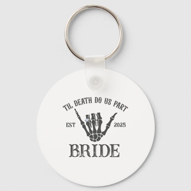 Groom Bride Skeleton Gothic Halloween Engagement W Key Ring (Front)