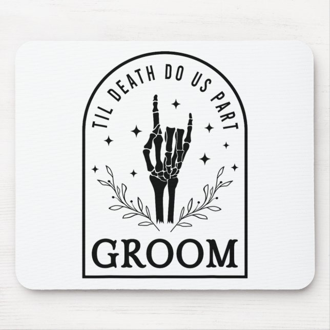 Groom Bride Skeleton Gothic Halloween Engagement W Mouse Pad (Front)