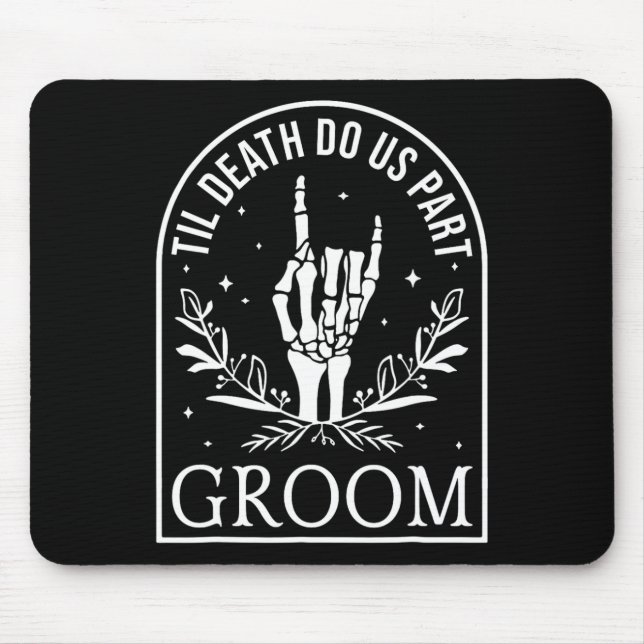Groom Bride Skeleton Gothic Halloween Engagement W Mouse Pad (Front)