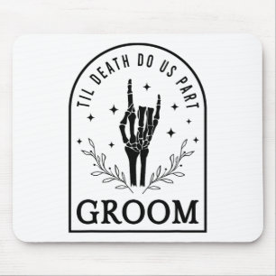 Groom Bride Skeleton Gothic Halloween Engagement W Mouse Pad