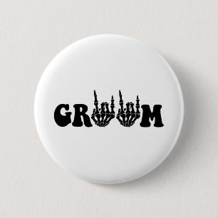 Groom Bride Skeleton Gothic Halloween Wedding Bach 6 Cm Round Badge