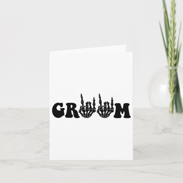 Groom Bride Skeleton Gothic Halloween Wedding Bach Card (Front)