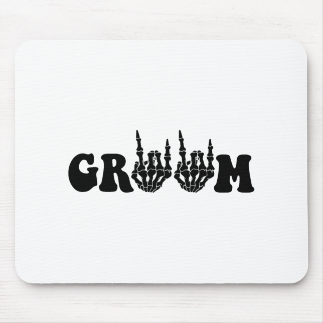 Groom Bride Skeleton Gothic Halloween Wedding Bach Mouse Pad (Front)
