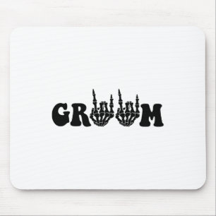 Groom Bride Skeleton Gothic Halloween Wedding Bach Mouse Pad