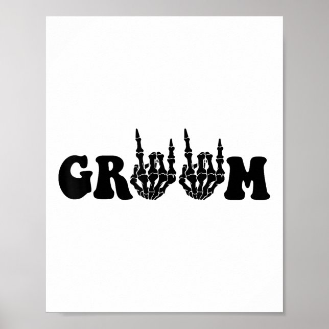 Groom Bride Skeleton Gothic Halloween Wedding Bach Poster (Front)