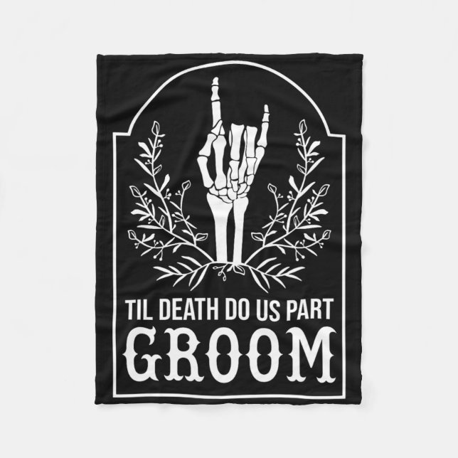 Groom Bride Skeleton Hand Couples Matching Wedding Fleece Blanket (Front)