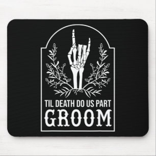 Groom Bride Skeleton Hand Couples Matching Wedding Mouse Pad