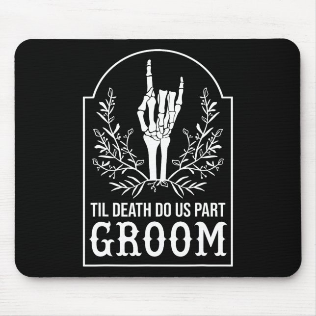 Groom Bride Skeleton Hand Couples Matching Wedding Mouse Pad (Front)