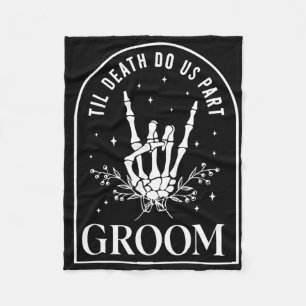 Groom Bride Skeleton Rock Hand Couples Wedding Hal Fleece Blanket