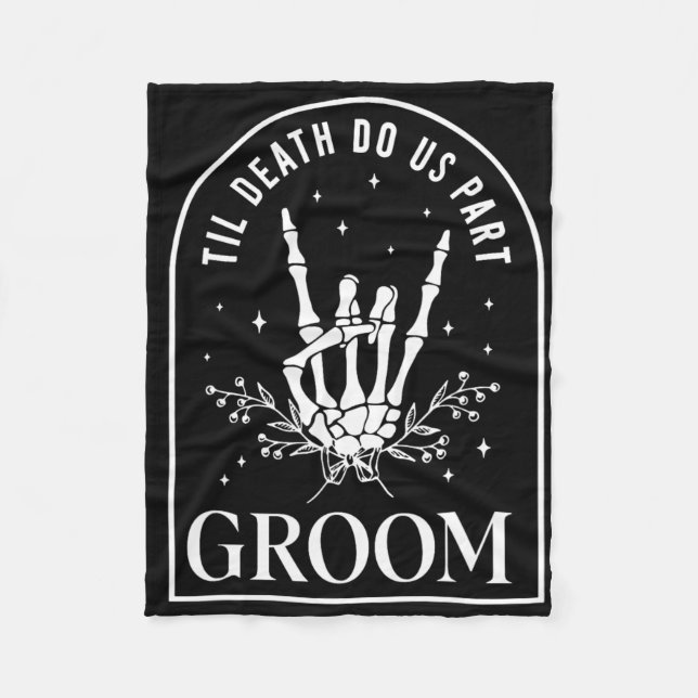Groom Bride Skeleton Rock Hand Couples Wedding Hal Fleece Blanket (Front)
