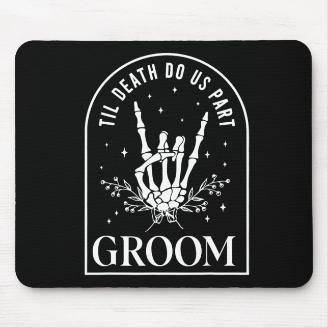Groom Bride Skeleton Rock Hand Couples Wedding Hal Mouse Pad (Front)