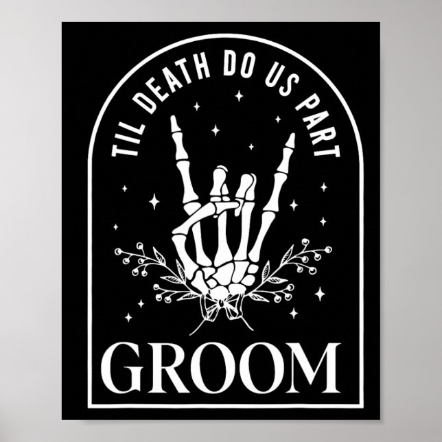 Groom Bride Skeleton Rock Hand Couples Wedding Hal Poster (Front)