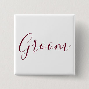 Groom Burgundy Font 15 Cm Square Badge