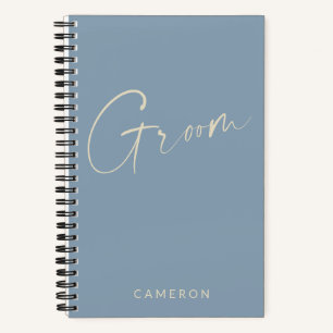 Groom Chic Minimalist Personalised Dusty Blue Notebook