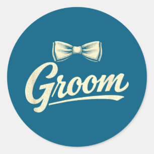 Groom classic vintage wedding party funny costume  round sticker