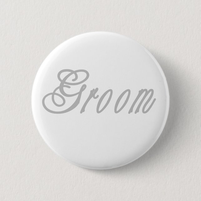 Groom Classy Greys 6 Cm Round Badge (Front)
