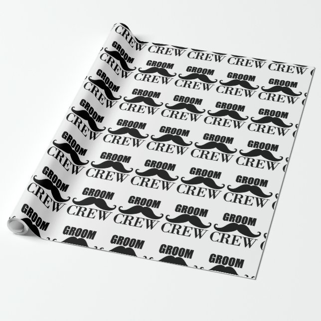 Groom Crew Bachelor Party Wedding Black Gift Wrapping Paper (Unrolled)
