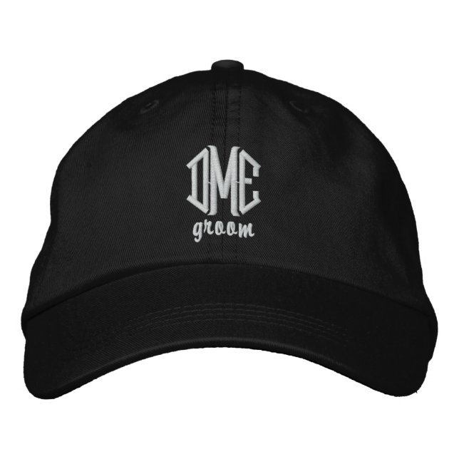 Groom Custom Wedding Monogram Baseball Cap (Front)